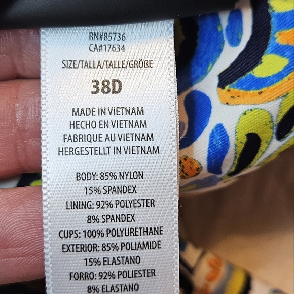 Coco REEF womens 38D multicolor tankini swim top - Picture 2 of 6